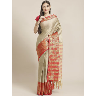 Sharda Creation Women's Cream Embellished With Blouse Saree - Sarees | Buy online on ZillyBuy