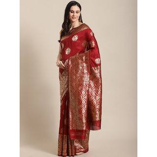 Sharda Creation Women's Maroon Embellished With Blouse Saree - Sarees | Buy online on ZillyBuy
