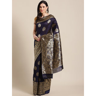 Sharda Creation Women's Navy Embellished With Blouse Saree - Sarees | Buy online on ZillyBuy
