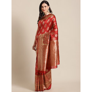 Sharda Creation Women's Red Embellished With Blouse Saree - Sarees | Buy online on ZillyBuy
