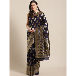Sharda Creation Women's Navy Embellished With Blouse Saree - Sarees | Buy online on ZillyBuy