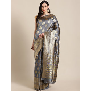 Sharda Creation Women's Grey Embellished With Blouse Saree - Sarees | Buy online on ZillyBuy
