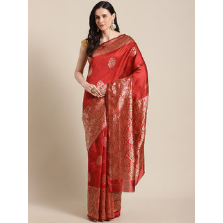 Sharda Creation Women's Red Embellished With Blouse Saree - Sarees | Buy online on ZillyBuy
