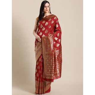 Sharda Creation Women's Maroon Embellished With Blouse Saree - Sarees | Buy online on ZillyBuy