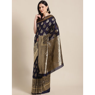 Sharda Creation Women's Navy Embellished With Blouse Saree - Sarees | Buy online on ZillyBuy