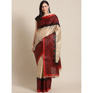 Sharda Creation Women's Red Printed Taffeta Paper Silk Saree Without Blouse - Sarees | Buy online on ZillyBuy