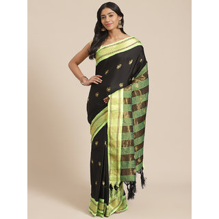 Sharda Creation Women's Black Embellished With Blouse Saree - Sarees | Buy online on ZillyBuy