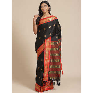 Sharda Creation Women's Black Embellished With Blouse Saree - Sarees | Buy online on ZillyBuy