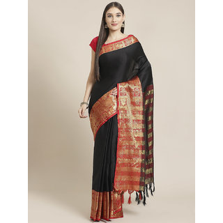 Sharda Creation Women's Black Embellished With Blouse Saree - Sarees | Buy online on ZillyBuy