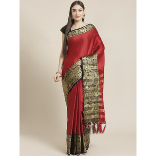 Sharda Creation Women's Red Embellished With Blouse Saree - Sarees | Buy online on ZillyBuy