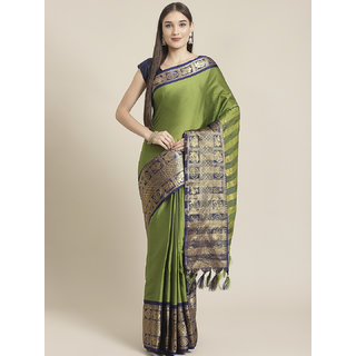 Sharda Creation Women's Green Embellished With Blouse Saree - Sarees | Buy online on ZillyBuy