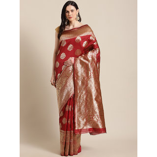 Sharda Creation Women's Maroon Embellished With Blouse Saree - Sarees | Buy online on ZillyBuy