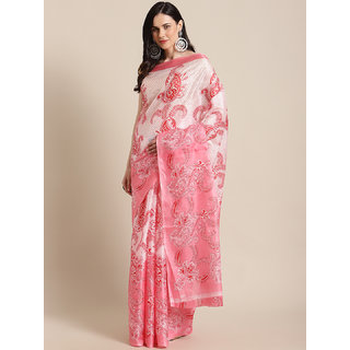 Sharda Creation Women's Pink Printed With Blouse Saree - Sarees | Buy online on ZillyBuy