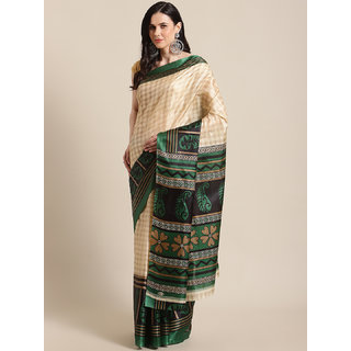 Sharda Creation Women's Green Printed With Blouse Saree - Sarees | Buy online on ZillyBuy
