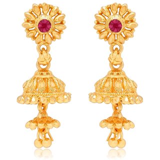 luv fashion Tradtional 1gm jumkhi gold n micron plated - Earrings | Buy online on ZillyBuy