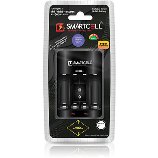 Smartcell CHR6R03-4 NiMH Rechargeable Battery Charger for AA/AAA/R22 9V Batteries