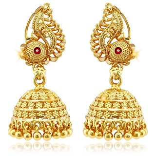 Traditional 1gm gold and micron plated  jhumkis - Earrings | Buy online on ZillyBuy