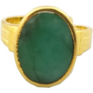 Rs Jewellers Emerald Panna 5.35 ratti Stone Panchdhatu Adjustable Ring for Women Metal Emerald Gold Plated Ring