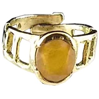 RS JEWELLERS Gemstones 6.01 Ratti Natural Certified Yellow Sapphire Pukhraj Gemstone Panchdhatu Ring ,Pukhraj Birthstone