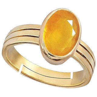 RS Jewellers Certified yellow sapphire 6.21 Carat Panchdhatu Gold Plating Astrological Ring for Men  Women