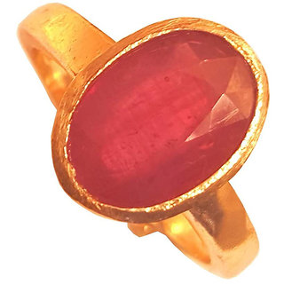 RS JEWELLERS Gemstones 6.23 Ratti Natural Certified RUBY manik Gemstone Panchdhatu Ring ,Pukhraj Birthstone Astrology Ri