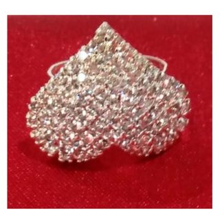 american diamond heart safe silver plated adjustable ring for girl or gift with surpriseble gift box