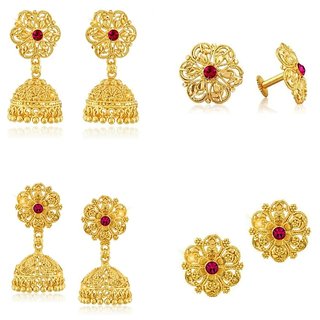 luv fashion Tradtional 1gm jumkhi gold n micron plated combo. - Earrings | Buy online on ZillyBuy