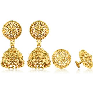 luv fashion Tradtional 1gm jumkhi gold n micron plated combo. - Earrings | Buy online on ZillyBuy