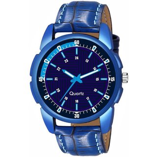 hrv mens round dial blue strap analog watch