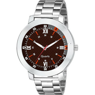 hrv mens round dial silver strap analog watch