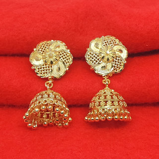 Traditional 1gm gold and micron plated  jhumkis - Earrings | Buy online on ZillyBuy