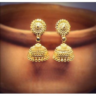 Traditional 1gm gold and micron plated  jhumkis - Earrings | Buy online on ZillyBuy