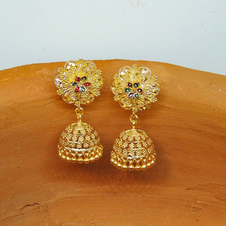 Traditional 1gm gold and micron plated  jhumkis - Earrings | Buy online on ZillyBuy