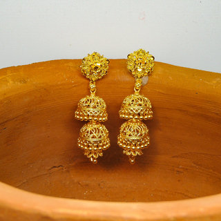 Traditional 1gm gold and micron plated  jhumkis - Earrings | Buy online on ZillyBuy