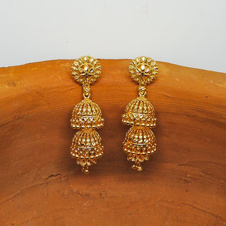 Traditional 1gm gold and micron plated  jhumkis - Earrings | Buy online on ZillyBuy
