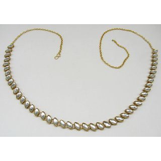 White Kundan oval shape Waist Belt