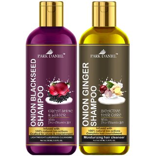 park daniel premium pure and natural onion blackseed shampoo and onion ginger shampoo combo pack of 2 bottle of 100 ml 200 ml 