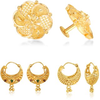 Allure Graceful Alloy Gold Plated Stud and Chandbali Earring Combo set For Women and Girls - Earrings | Buy online on ZillyBuy