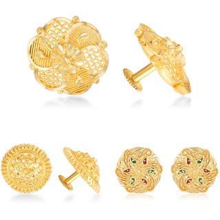 Allure Graceful Alloy Gold Plated Stud Earring Combo set For Women and Girls - Earrings | Buy online on ZillyBuy