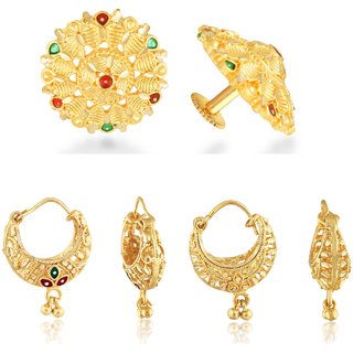Allure Graceful Alloy Gold Plated Stud and Chandbali Earring Combo set For Women and Girls - Earrings | Buy online on ZillyBuy