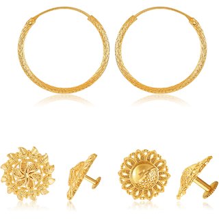 Shimmering Bejeweled Alloy Gold Plated Stud Earring Combo set For Women and Girls - Earrings | Buy online on ZillyBuy