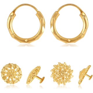 Shimmering Bejeweled Alloy Gold Plated Stud Earring Combo set For Women and Girls - Earrings | Buy online on ZillyBuy