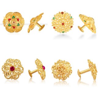 Vighnaharta Allure Graceful Alloy Gold Plated Stud Earring Combo set For Women and Girls - Earrings | Buy online on ZillyBuy