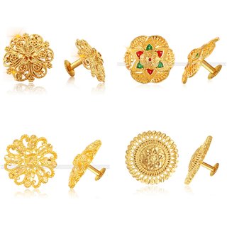 Vighnaharta Shimmering Bejeweled Alloy Gold Plated Stud Earring Combo set For Women and Girls - Earrings | Buy online on ZillyBuy