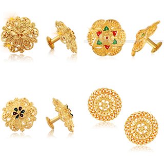 Vighnaharta Shimmering Bejeweled Alloy Gold Plated Stud Earring Combo set For Women and Girls - Earrings | Buy online on ZillyBuy
