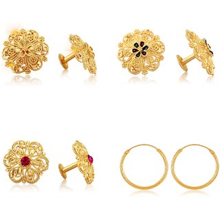 Vighnaharta Shimmering Bejeweled Alloy Gold Plated Stud Earring Combo set For Women and Girls - Earrings | Buy online on ZillyBuy