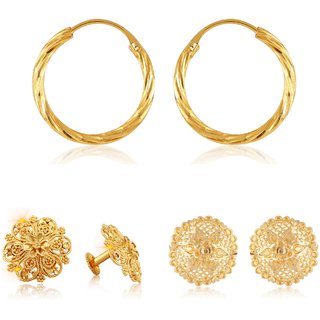 Sizzling Graceful Alloy Gold Plated Stud and Bali Earring Combo set For Women and Girls - Earrings | Buy online on ZillyBuy