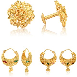 Twinkling Charming Alloy Gold Plated Stud and ChandBali Earring Combo set For Women and Girls - Earrings | Buy online on ZillyBuy