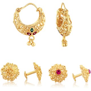 Sizzling Charming Alloy Gold Plated Stud and Chandbali Earring Combo set For Women and Girls - Earrings | Buy online on ZillyBuy