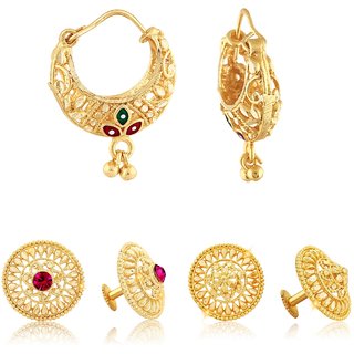 Allure Charming Alloy Gold Plated Stud and Chandbali Earring Combo set For Women and Girls - Earrings | Buy online on ZillyBuy